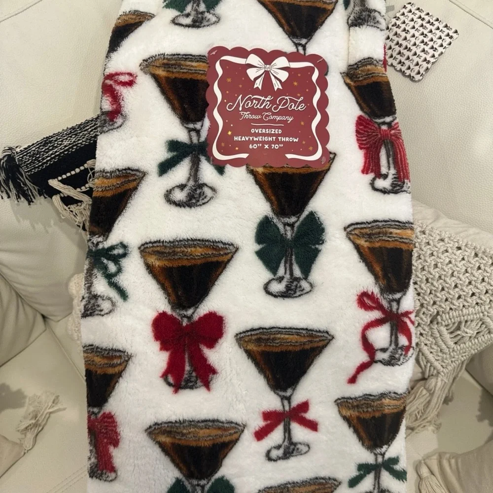 North Pole Co. Holiday Espresso Martini Plush Throw Blanket